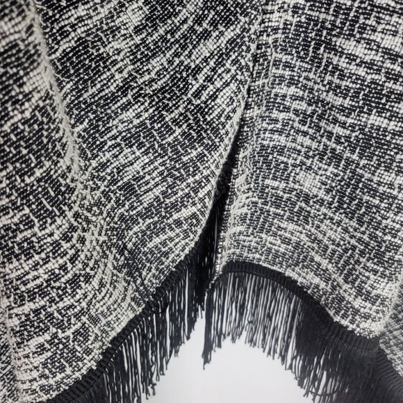 Jessica Simpson Black White Marl Fringe-Hem Vest Open Front Boho - Picture 7 of 10